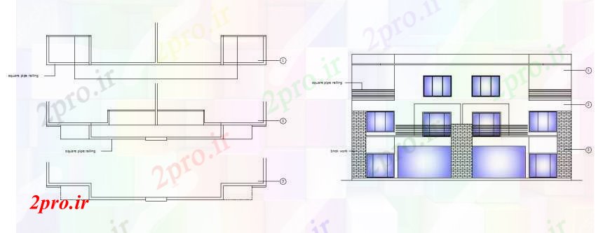 دانلود نقشه مسکونی  ، ویلایی ، آپارتمان  مسکونی نما خانه و  ساختار طراحی جزئیات (کد105760)