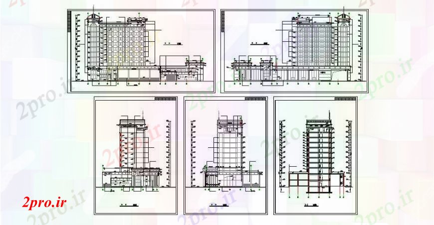 دانلود نقشه مسکونی  ، ویلایی ، آپارتمان  تجملات و چند دان نما ساختمان آپارتمان   و بخش طراحی جزئیات  (کد105787)