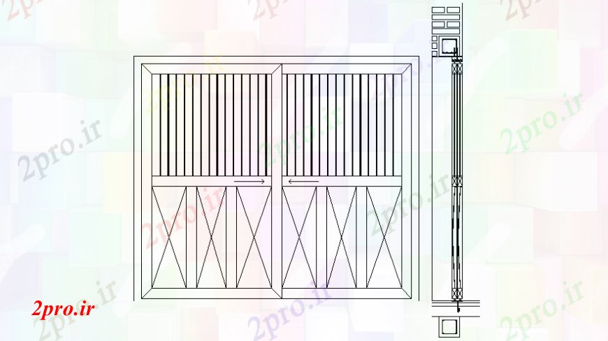 دانلود نقشه جزئیات طراحی در و پنجره  دروازه ورودی سایبان  دو بعدی   نما اتوکد (کد105846)