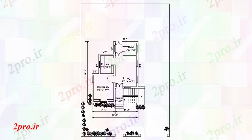 دانلود نقشه مسکونی  ، ویلایی ، آپارتمان  طراحی جزئیات یک BHK   اتوکد خانه (کد105857)