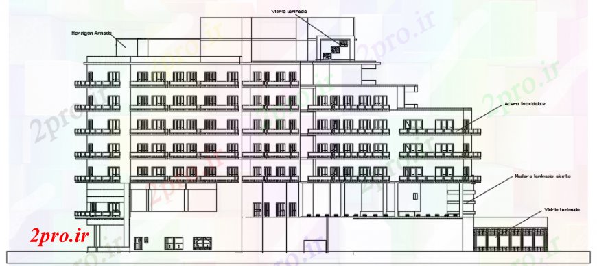 دانلود نقشه هتل - رستوران - اقامتگاه هتل نما 72 در 80 متر (کد105959)