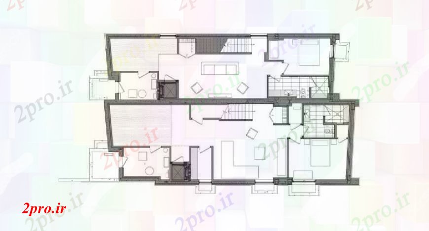 دانلود نقشه مسکونی  ، ویلایی ، آپارتمان  جلو و جزئیات طراحی تماس مقطعی از دو طبقه خانه  JPG (کد105994)