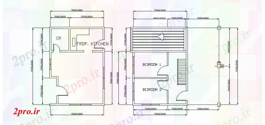 دانلود نقشه مسکونی ، ویلایی ، آپارتمان دو اتاق خواب خانه طرحی های جدید معماری طرحی 5 در 7 متر (کد106030)