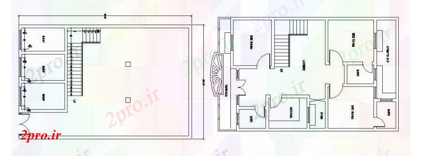 دانلود نقشه مسکونی ، ویلایی ، آپارتمان طرحی مسکونی کف خانه و طرحی پوشش دو بعدی طراحی جزئیات 35 در 56 متر (کد106040)