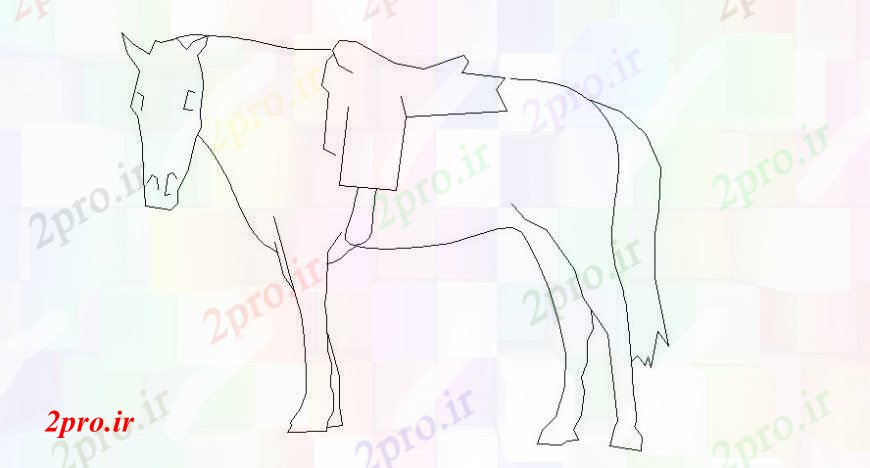 دانلود نقشه بلوک حیوانات نمای جانبی اسب بلوک حیوانات (کد106083)