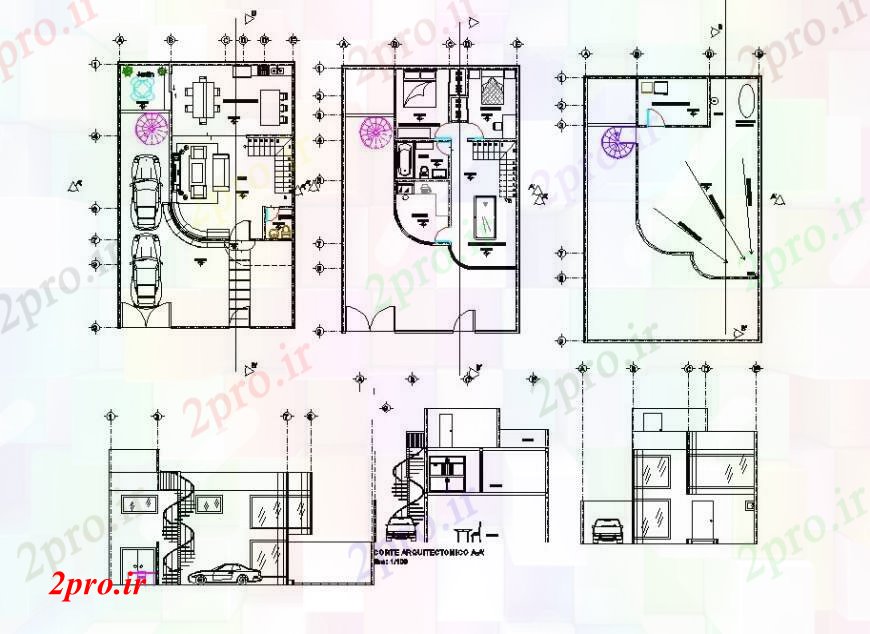 دانلود نقشه مسکونی ، ویلایی ، آپارتمان ویلا مدرن نمای بیرونی جزئیات مفهوم 9 در 14 متر (کد106093)