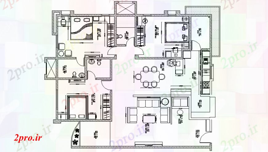 دانلود نقشه مسکونی ، ویلایی ، آپارتمان خانه طراحی بندی اتوکد 10 در 12 متر (کد106195)