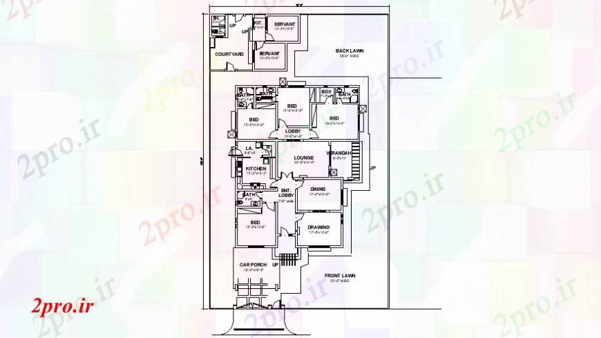 دانلود نقشه مسکونی ، ویلایی ، آپارتمان نقشه های دو بعدی خط نظر مرکز خانه 75 در 109 متر (کد106213)