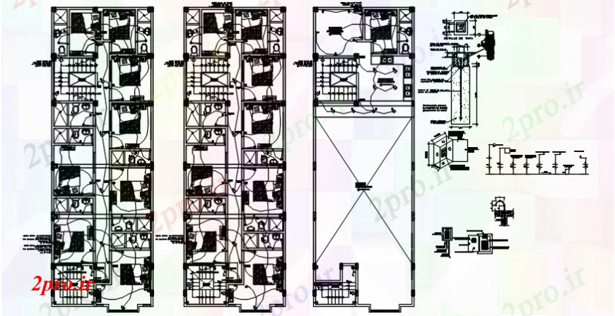 دانلود نقشه برق مسکونی طرحی های الکتریکی خانه 7 در 20 متر (کد106231)