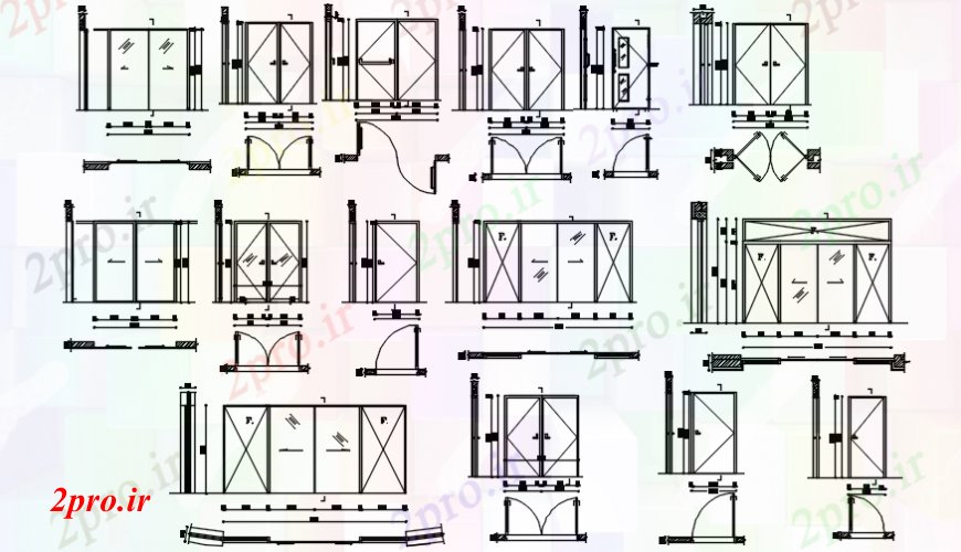 دانلود نقشه جزئیات طراحی در و پنجره  بلوک درب  (کد106242)
