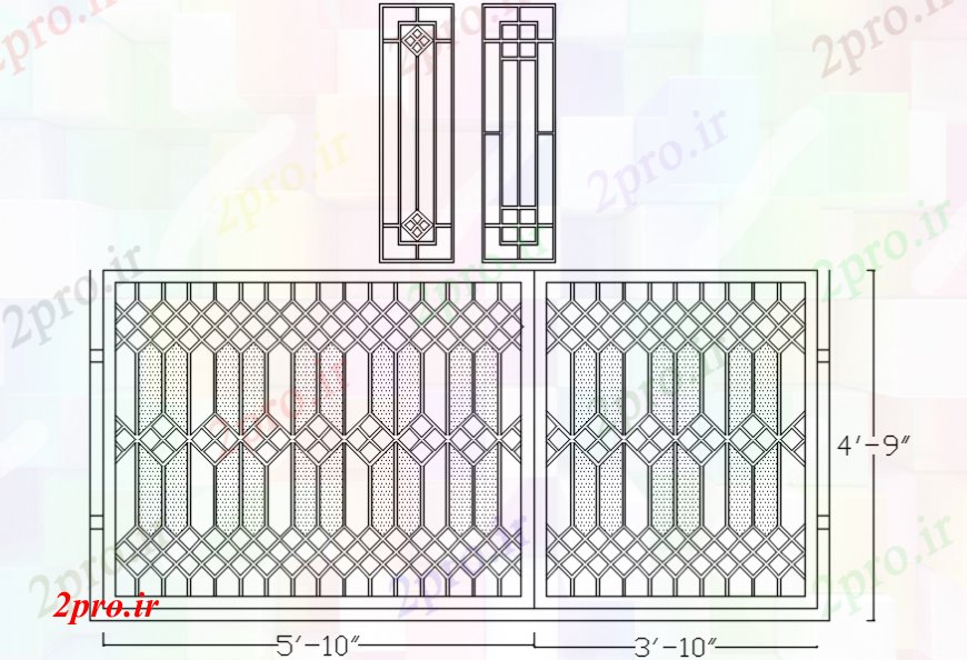 دانلود نقشه جزئیات طراحی در و پنجره  ورودی دروازه مدل طراحی مقابل (کد106244)