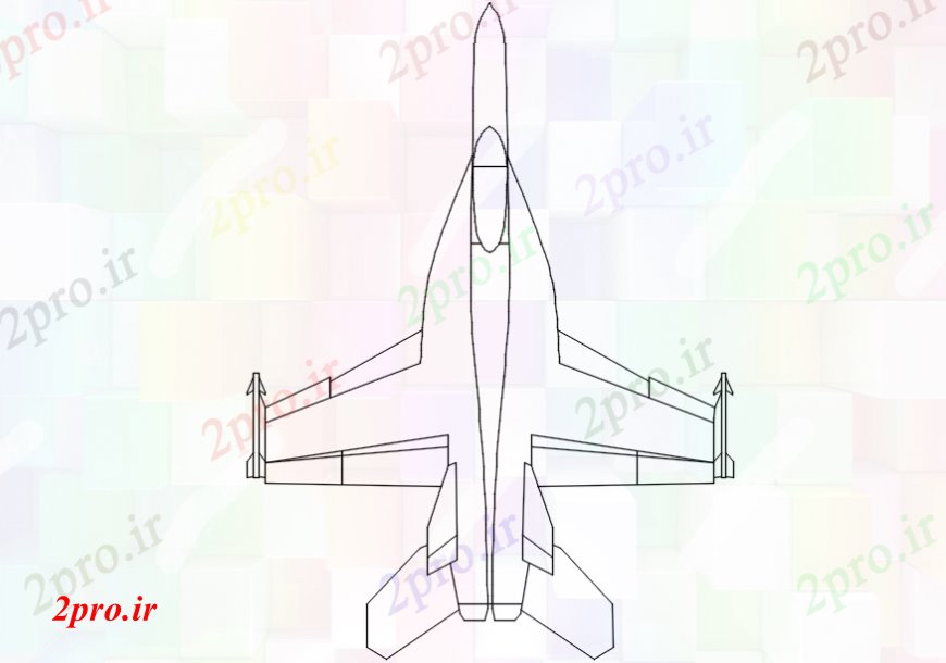 دانلود نقشه بلوک وسایل نقلیه هواپیمای جت از جلو-مدل دو بعدی   مدل  (کد106266)