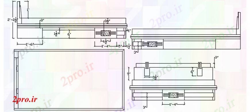 دانلود نقشه بلوک مبلمان تخت تک نما مقطعی جزئیات (کد106273)