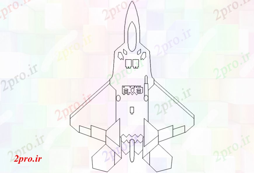 دانلود نقشه بلوک وسایل نقلیه هواپیمای جت مدل دو بعدی  مقابل (کد106278)