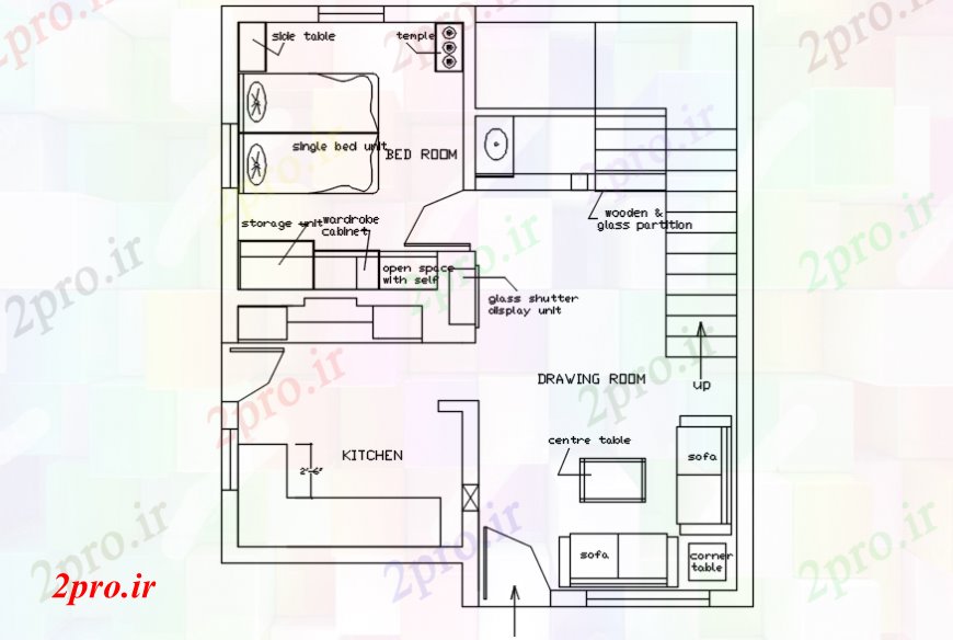 دانلود نقشه مسکونی ، ویلایی ، آپارتمان جزئیات مبلمان از یک خانه 29 در 31 متر (کد106290)