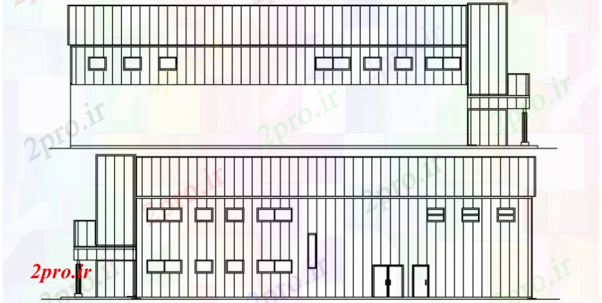 دانلود نقشه کارخانه صنعتی  ، کارگاه کارخانه جزئیات نما خروجی (کد106291)