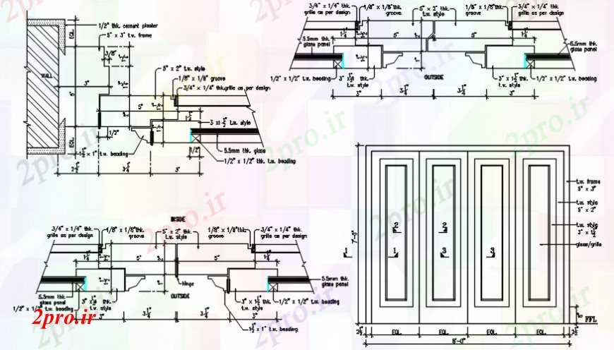 دانلود نقشه بلوک مبلمان تخت دو نفره نما مقطعی جزئیات و جزئیات کمد لباس (کد106315)