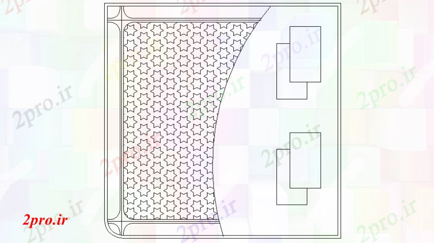 دانلود نقشه دو تخته  مبلمان طراحی بلوک های تخت خواب دو نفره  نما دو بعدی   (کد106338)