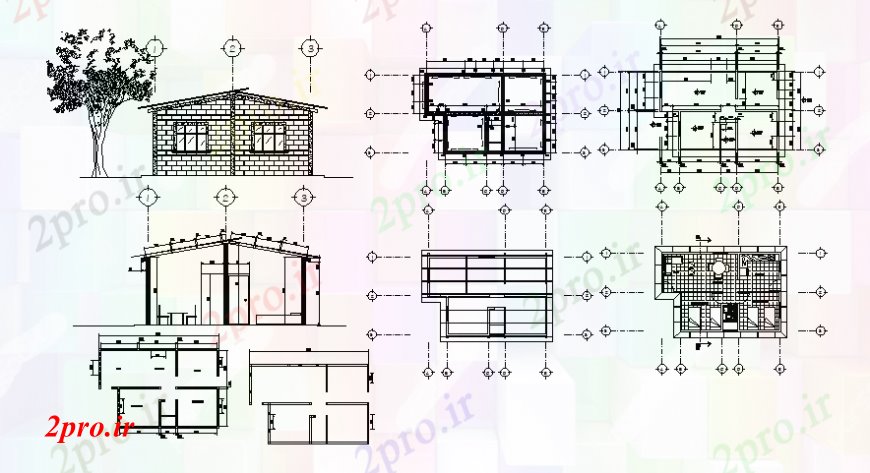 دانلود نقشه مسکونی ، ویلایی ، آپارتمان طراحی های خانه واحد نما طرحی دان و بخش 6 در 10 متر (کد106352)