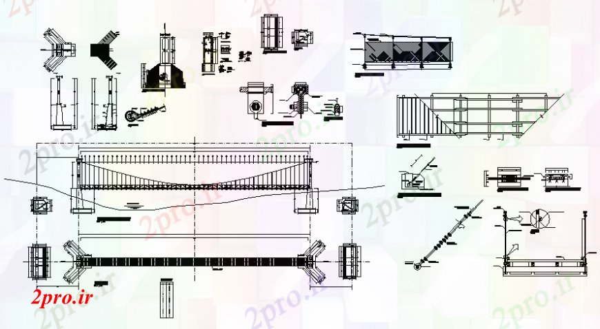 دانلود نقشه جزئیات ساخت پل کابل ساخت و ساز پل طرحی  دو بعدی  و نما (کد106358)