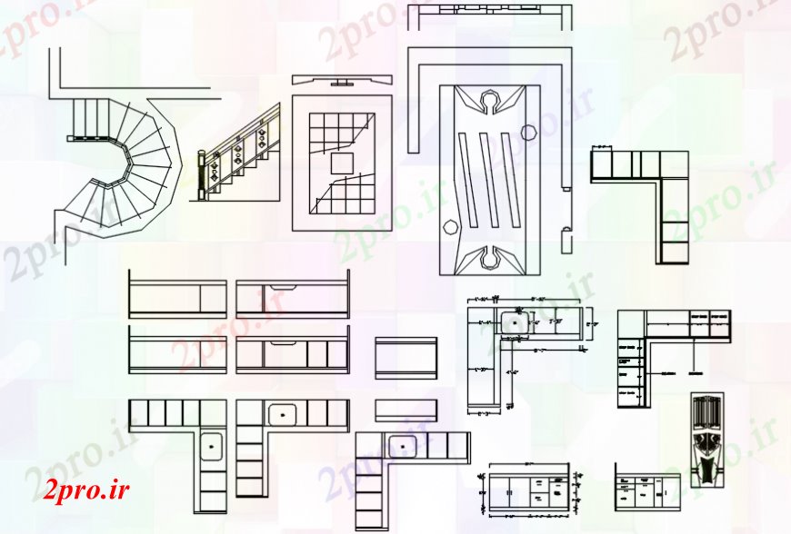 دانلود نقشه بلوک ، آرام ، نماد راه پله و پاپ مدل طراحی سقف 33 در 51 متر (کد106375)