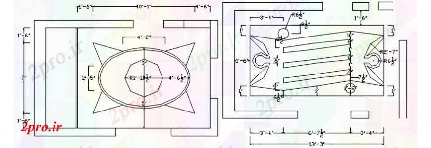 دانلود نقشه بلوک ، آرام ، نماد طراحی سقف خانه مفهوم سنتی 33 در 51 متر (کد106378)