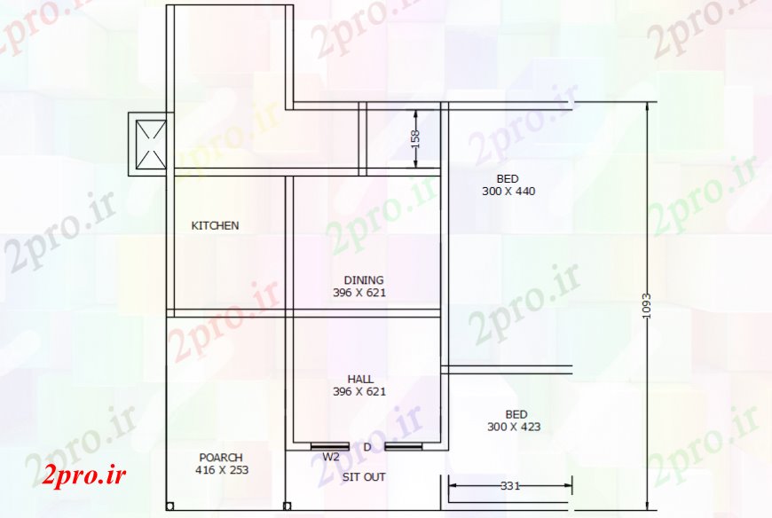 دانلود نقشه مسکونی  ، ویلایی ، آپارتمان  طرحی کف از یک خانه (کد106406)