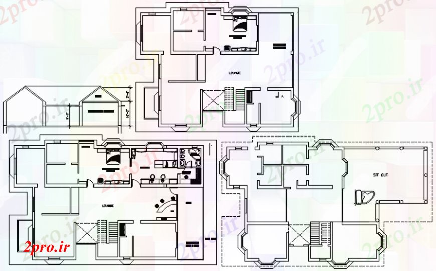 دانلود نقشه مسکونی  ، ویلایی ، آپارتمان  فاصله جزئیات از خانه (کد106413)