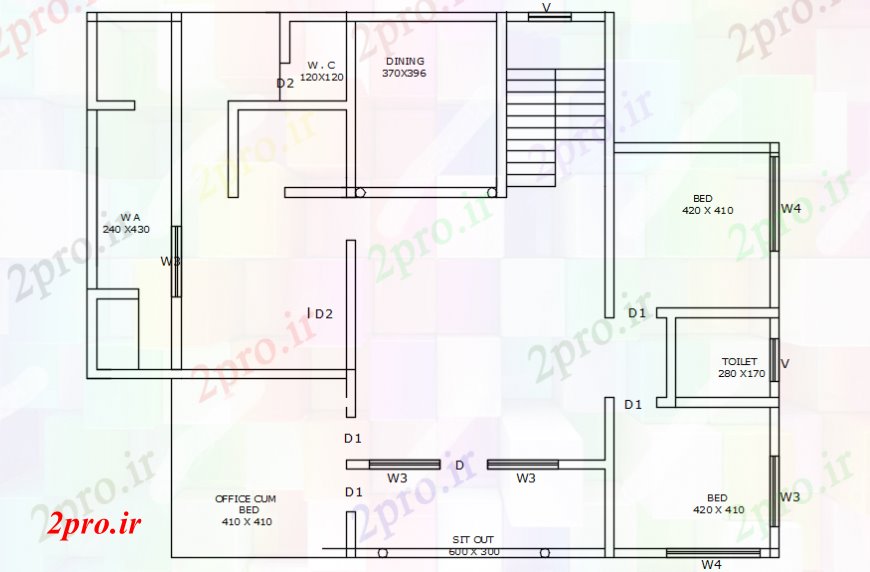 دانلود نقشه مسکونی  ، ویلایی ، آپارتمان  طرحی طبقه رسم  از خانه (کد106414)