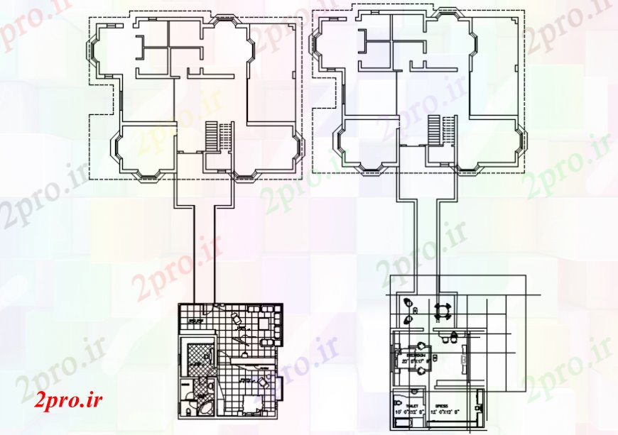 دانلود نقشه مسکونی ، ویلایی ، آپارتمان طرحی مبلمان طرحی بالا 55 در 97 متر (کد106417)