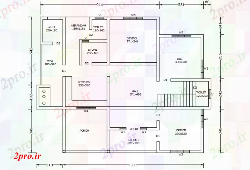 دانلود نقشه مسکونی  ، ویلایی ، آپارتمان  طرحی طبقه  گزینه  (کد106419)