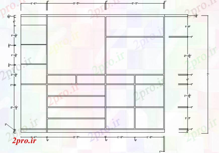 دانلود نقشه بلوک مبلمان مبلمان مدولار دو بعدی  جزئیات داخلی (کد106429)