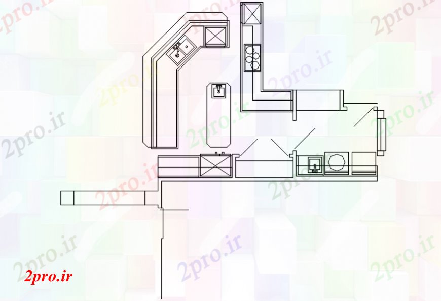 دانلود نقشه آشپزخانه آشپزخانه بلوک  جزئیات (کد106434)