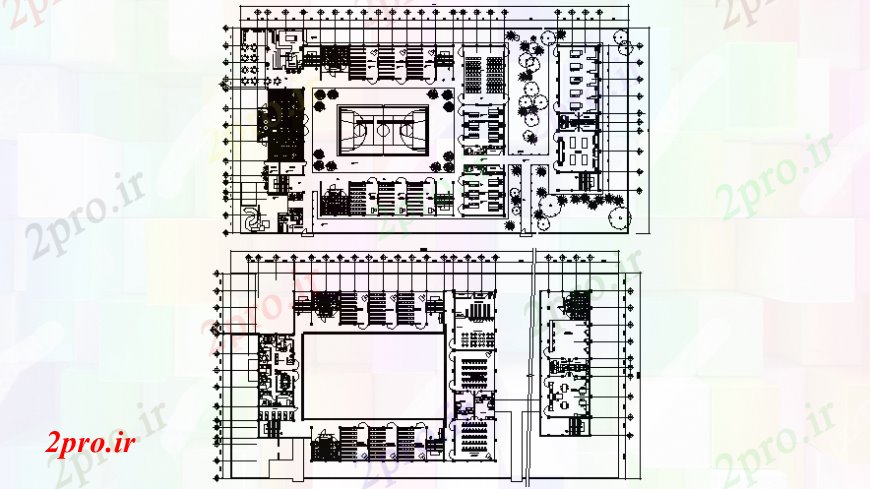 دانلود نقشه ورزشگاه ، سالن ورزش ، باشگاه طراحی جزئیات از ورزش زمین بازی منطقه و آکادمی ساخت 50 در 87 متر (کد106441)