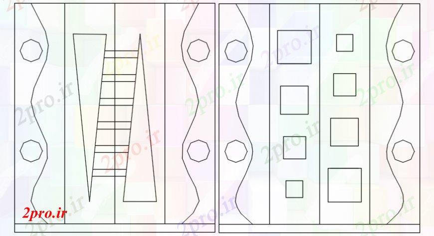 دانلود نقشه بلوک مبلمان مفهوم سنتی از کمد لباس دو بعدی  طراحی (کد106463)