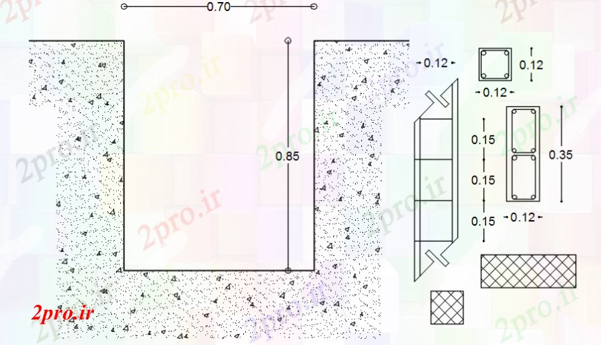 دانلود نقشه جزئیات ساخت و ساز خانه و پایه و اساس جزئیات فشار manposteria و جزئیات ریخته گری (کد106469)