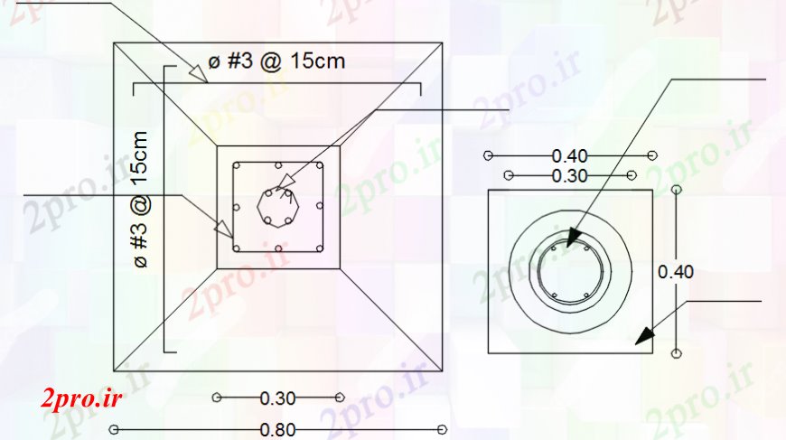 دانلود نقشه جزئیات ساخت و ساز خانه و پایه و اساس manposteria پایه و اساس جزئیات 10 در 10 متر (کد106473)