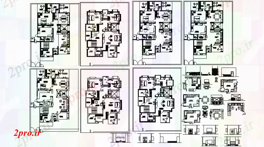 دانلود نقشه مسکونی  ، ویلایی ، آپارتمان  نما از طرحی و مقطعی جزئیات واحد مسکونی به   (کد106496)