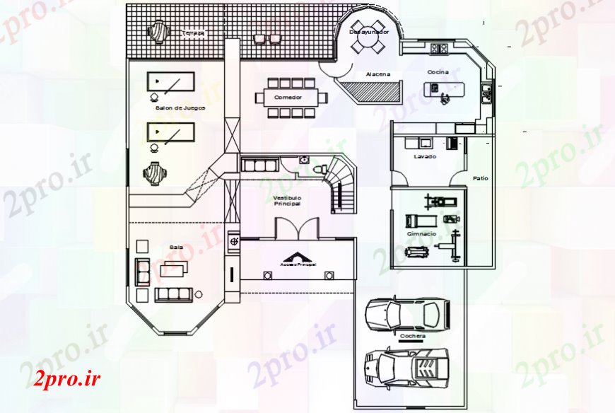 دانلود نقشه مسکونی ، ویلایی ، آپارتمان طرحی طبقه همکف از یک خانه 18 در 19 متر (کد106509)