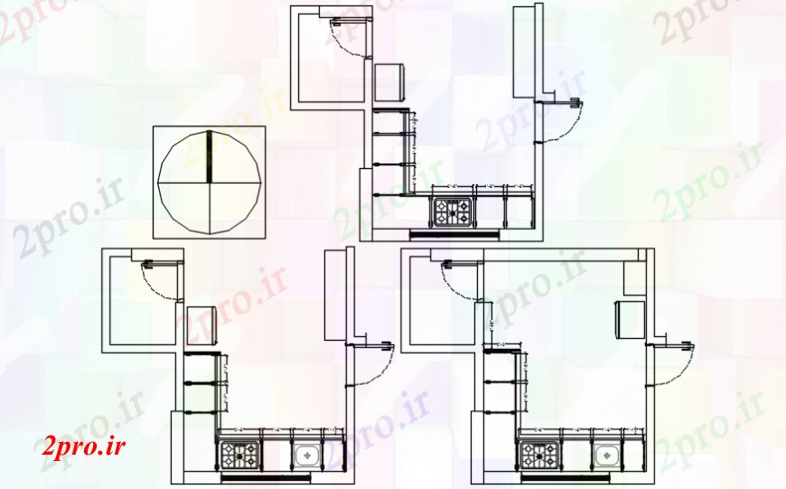 دانلود نقشه آشپزخانه آشپزخانه بلوک طرحی بالا 56 در 63 متر (کد106536)