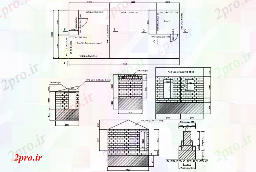 دانلود نقشه مسکونی  ، ویلایی ، آپارتمان   خانه، بخش ها و جزئیات پایه و اساس (کد106557)