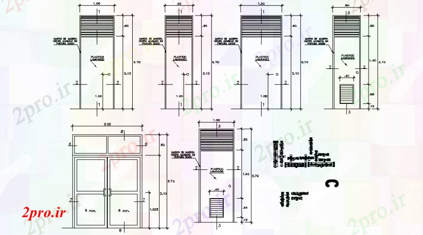 دانلود نقشه جزئیات طراحی در و پنجره  طراحی درب  دو بعدی  بلوک نما   (کد106563)