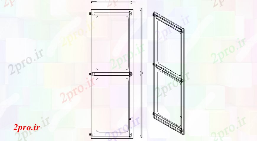 دانلود نقشه جزئیات طراحی در و پنجره  قدرت درب طراحی نما دو بعدی   (کد106573)