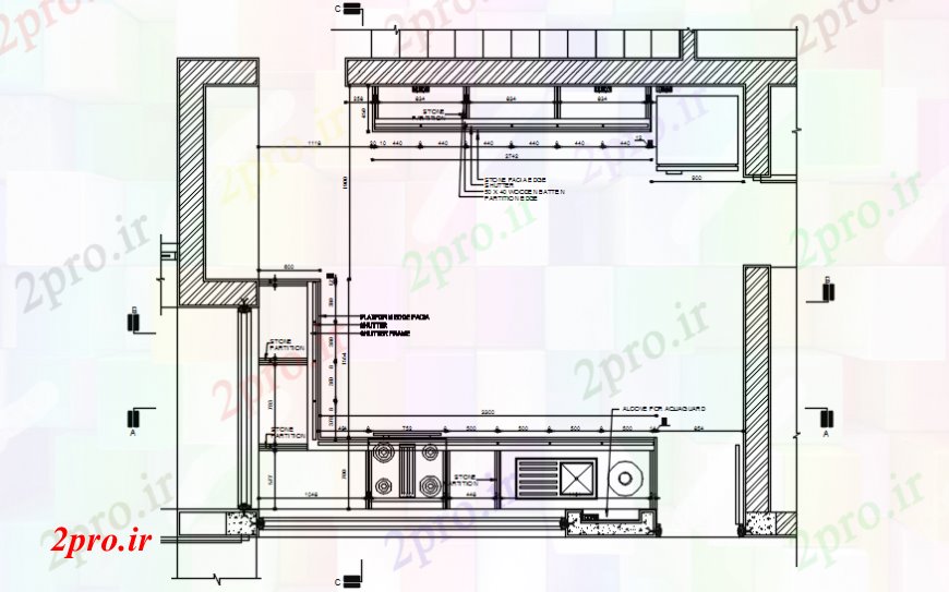 دانلود نقشه آشپزخانه مدل ارتقاء آشپزخانه (کد106608)