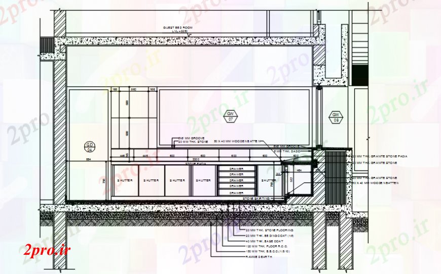 دانلود نقشه آشپزخانه مدل آشپزخانه (کد106610)