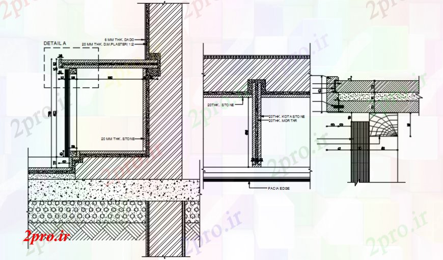 دانلود نقشه طراحی جزئیات ساختار دیوار بخشی  جزئیات داخلی (کد106612)