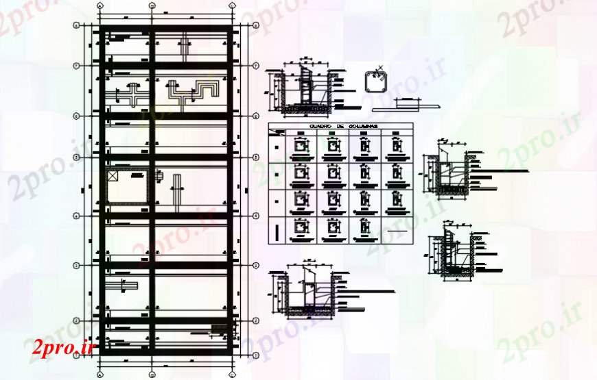 دانلود نقشه جزئیات ستون ستون نصب و راه اندازی ساخت و ساز طراحی طرحی دو بعدی 8 در 20 متر (کد106633)