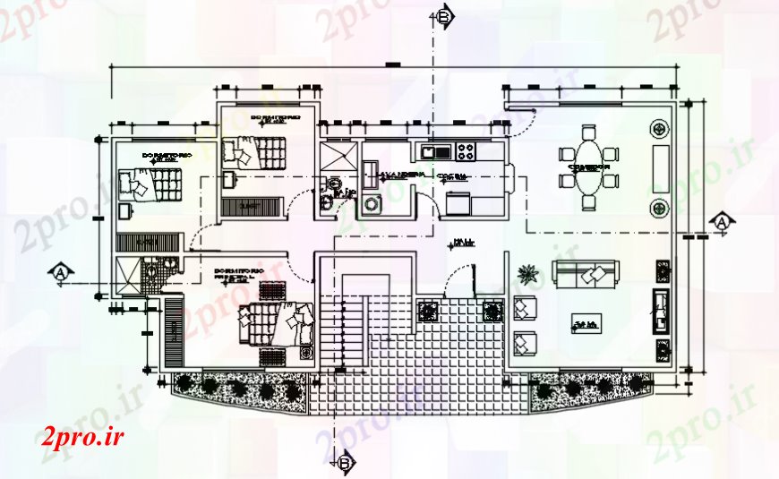 دانلود نقشه مسکونی  ، ویلایی ، آپارتمان  سه خانه BHK طراحی طراحی  (کد106637)