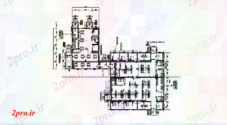 دانلود نقشه ساختمان اداری - تجاری - صنعتی دفتر سفارشی طرحی توزیع طرحی های 40 در 44 متر (کد106649)