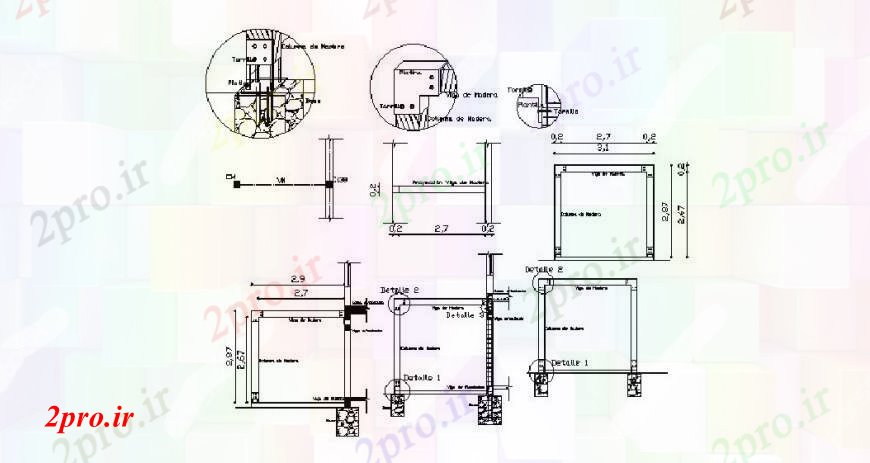 دانلود نقشه طراحی جزئیات ساختار بخش آلاچیق چوبی و  ساختار طراحی جزئیات (کد106651)